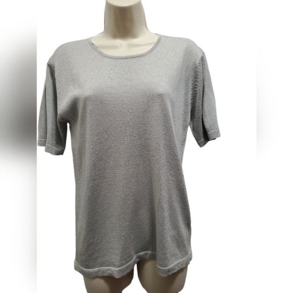 Chantelle Fashion New York Sweater Women Size Medium Silk Gray shiny